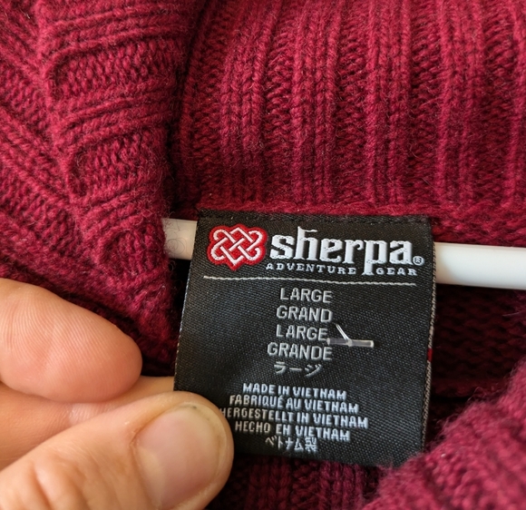 Sherpa Adventure Gear Maroon Cowl Neck Merino Wool Blend Sweater Size L - Picture 5 of 6